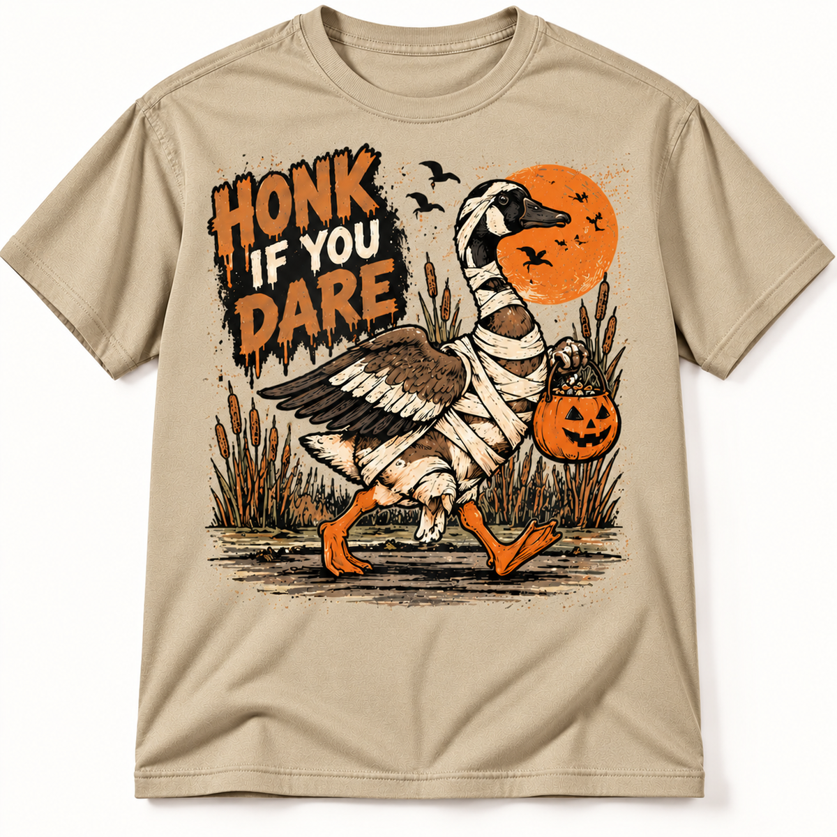 Honk If You Dare Funny Halloween Goose Hunting Graphic Tee