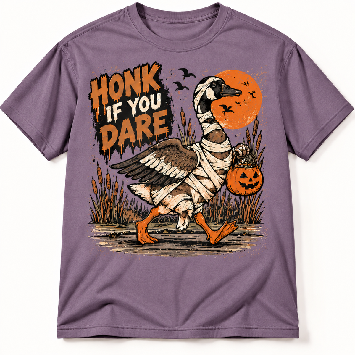 Honk If You Dare Funny Halloween Goose Hunting Graphic Tee