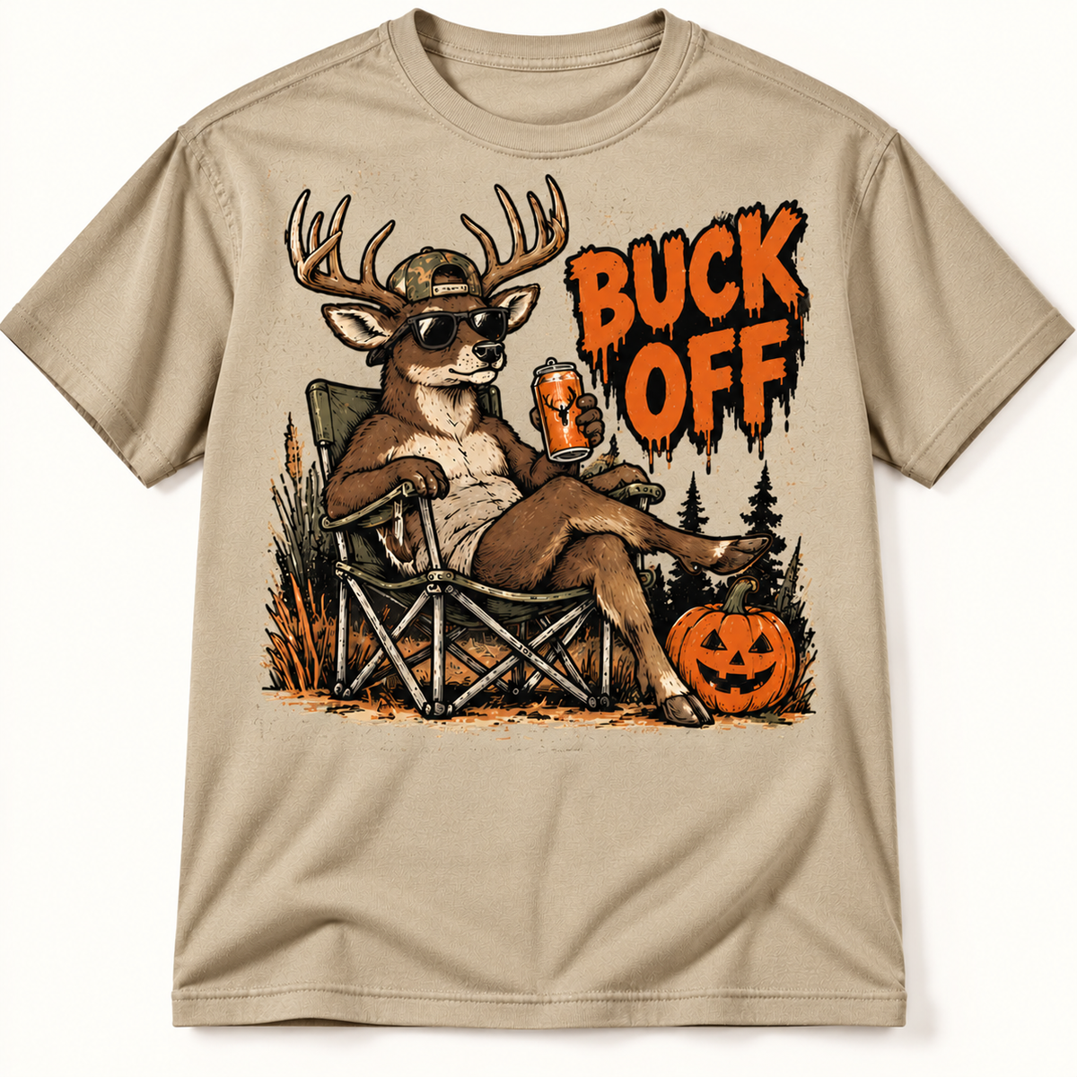 Buck Off Funny Halloween Whitetail Deer Hunting Graphic Tee