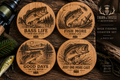 Bass Fishing Wooden Coaster Set – 4 Piece