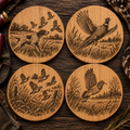 Upland Bird Hunting Wooden Coaster Set – 4 Piece