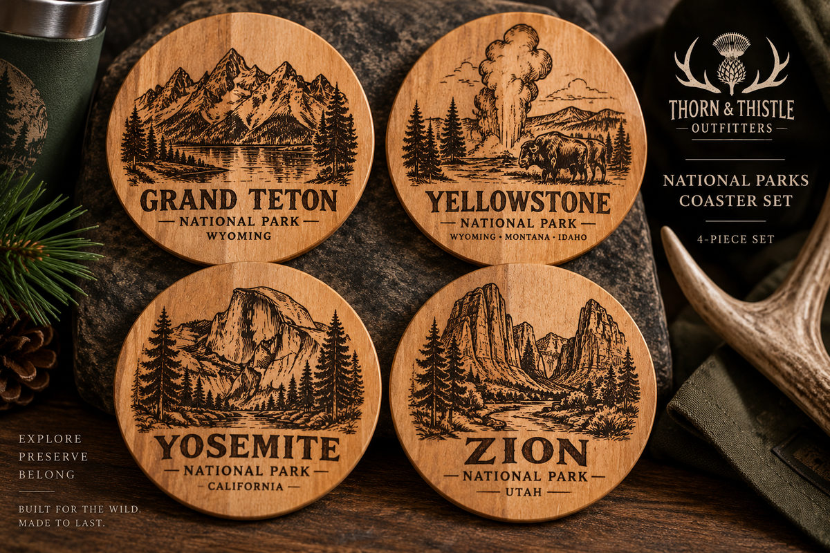 National Parks Wooden Coaster Set – 4 Piece