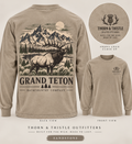 Grand Teton Elk Long Sleeve T-Shirt | Vintage Mountain Graphic