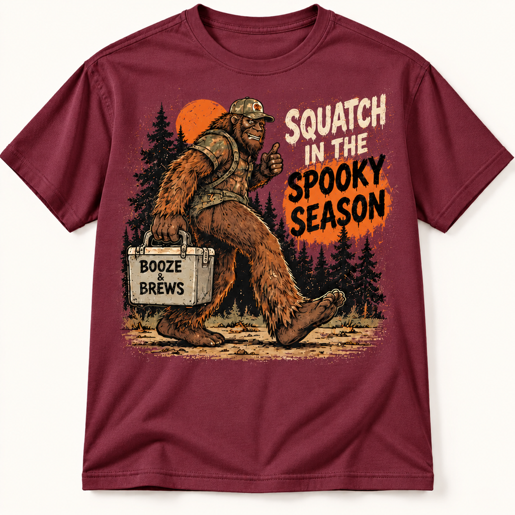 Squatch in the Spooky Season Funny Bigfoot Halloween Graphic Tee