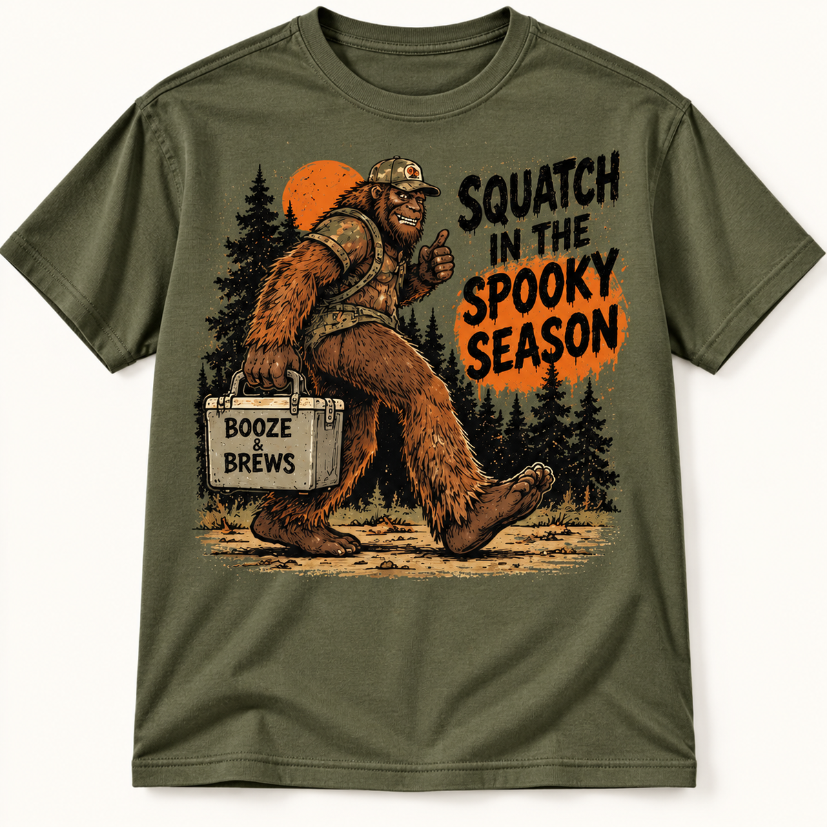 Squatch in the Spooky Season Funny Bigfoot Halloween Graphic Tee
