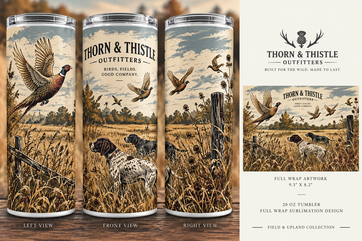 Rooster Flush 20 oz Tumbler | Vintage Pheasant Hunting & Bird Dog Design