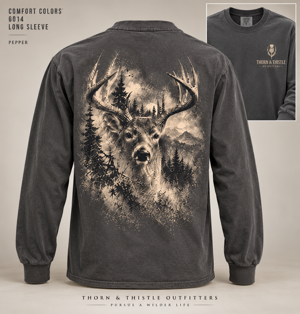 Vintage Whitetail Buck Long Sleeve T-Shirt | Thorn & Thistle Outfitters