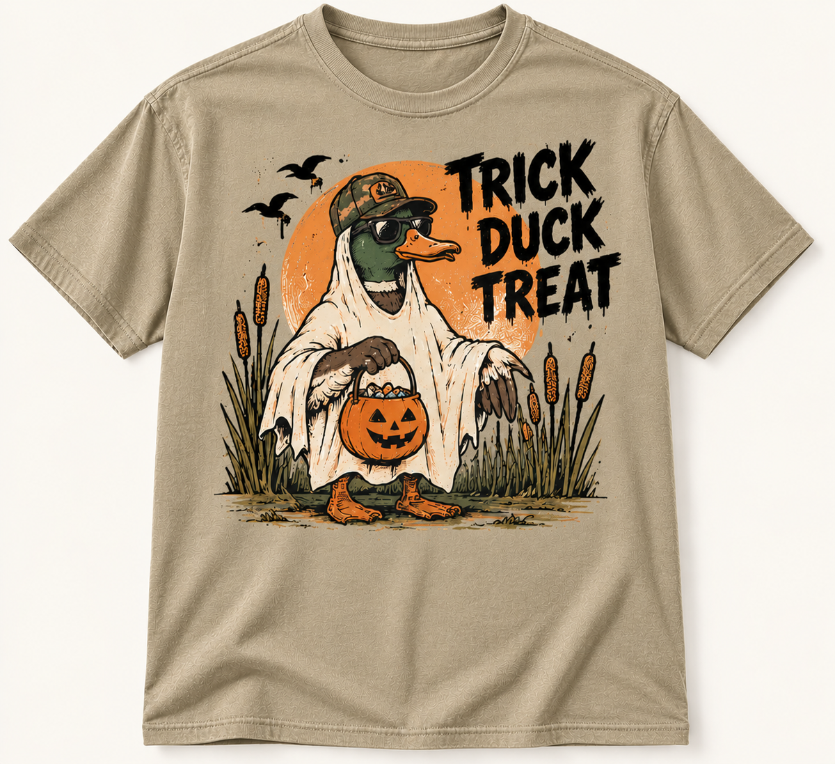 Trick Duck Treat Funny Halloween Duck Hunting Graphic Tee