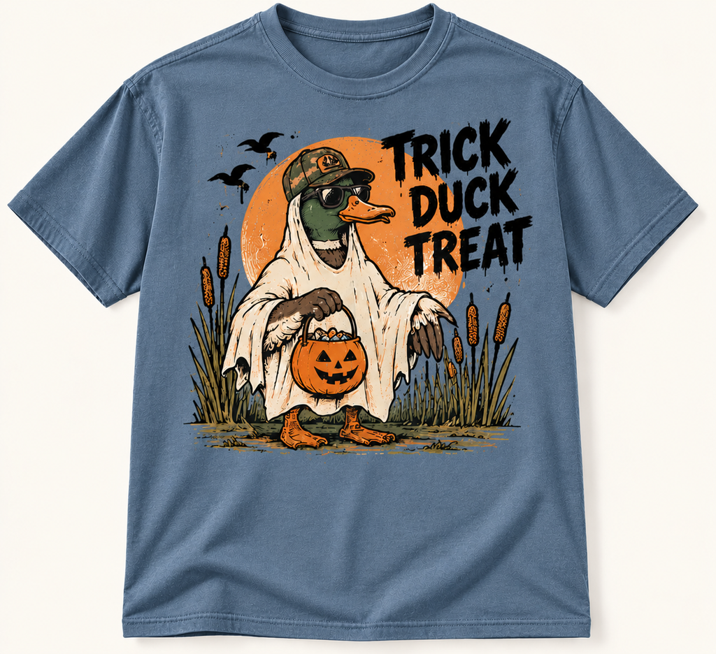 Trick Duck Treat Funny Halloween Duck Hunting Graphic Tee