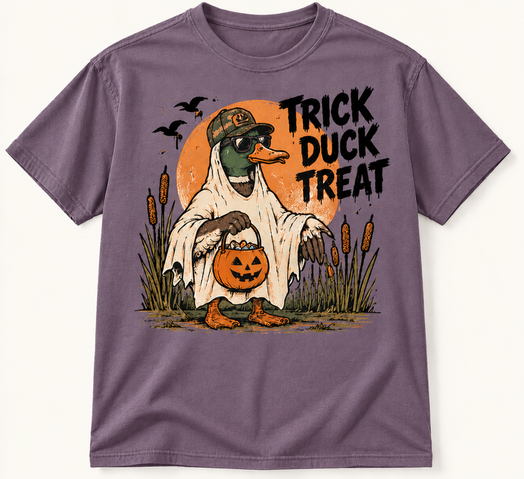 Trick Duck Treat Funny Halloween Duck Hunting Graphic Tee