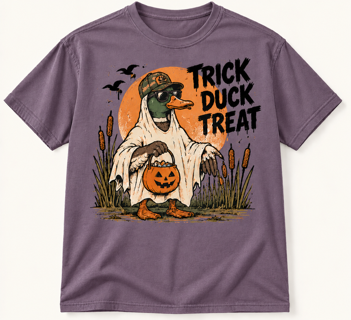 Trick Duck Treat Funny Halloween Duck Hunting Graphic Tee