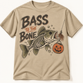 Bass to the Bone Funny Halloween Largemouth Bass Fishing Graphic Tee
