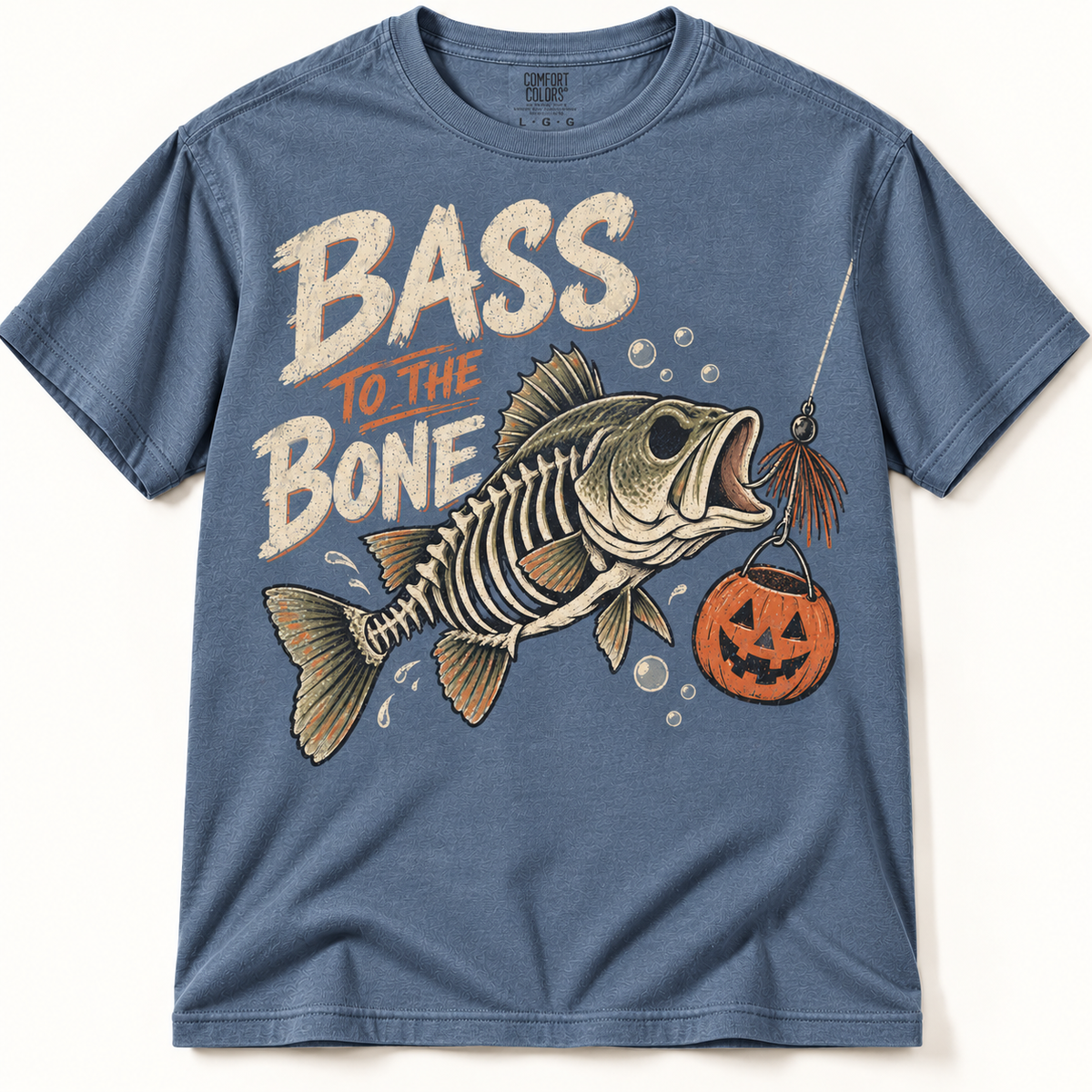 Bass to the Bone Funny Halloween Largemouth Bass Fishing Graphic Tee