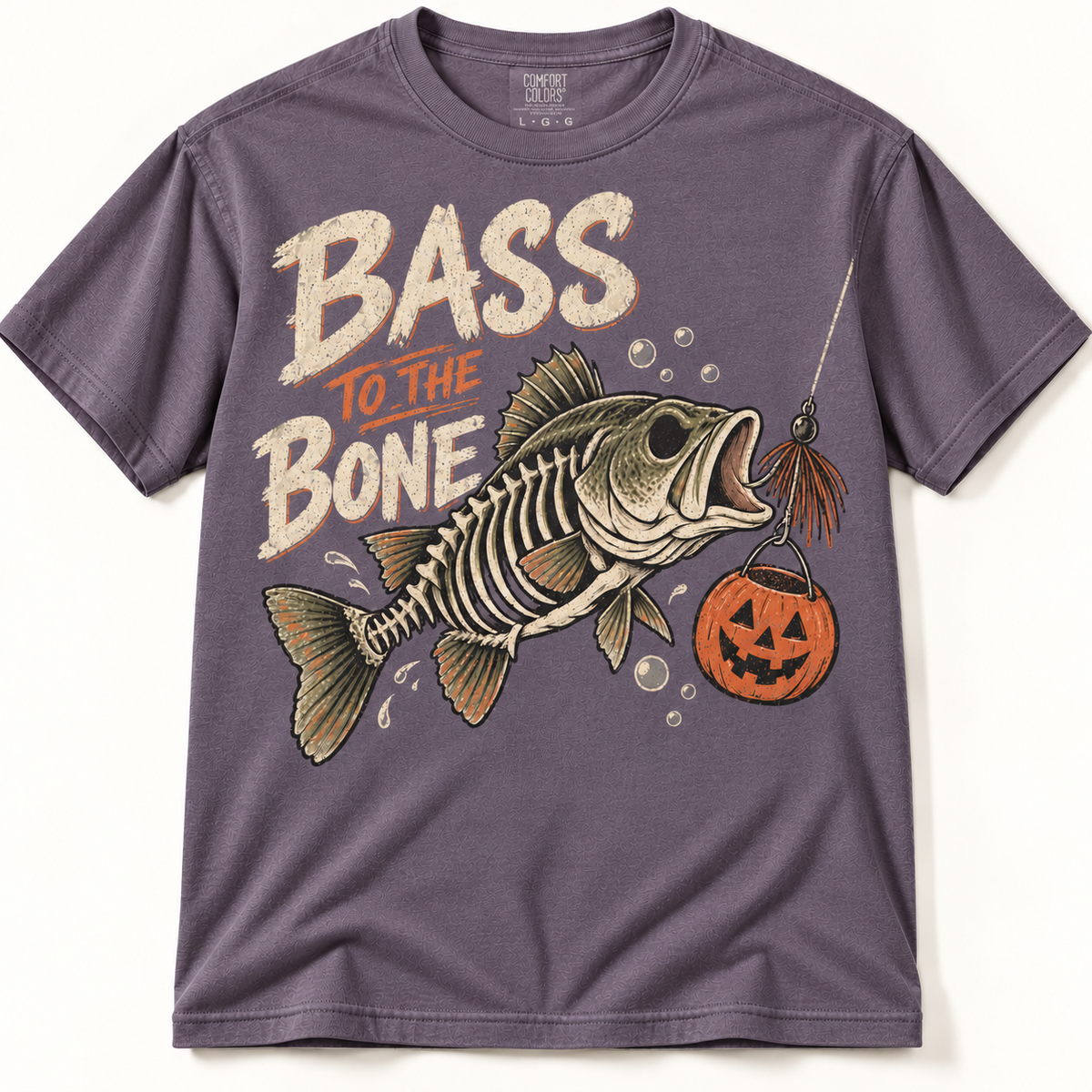 Bass to the Bone Funny Halloween Largemouth Bass Fishing Graphic Tee