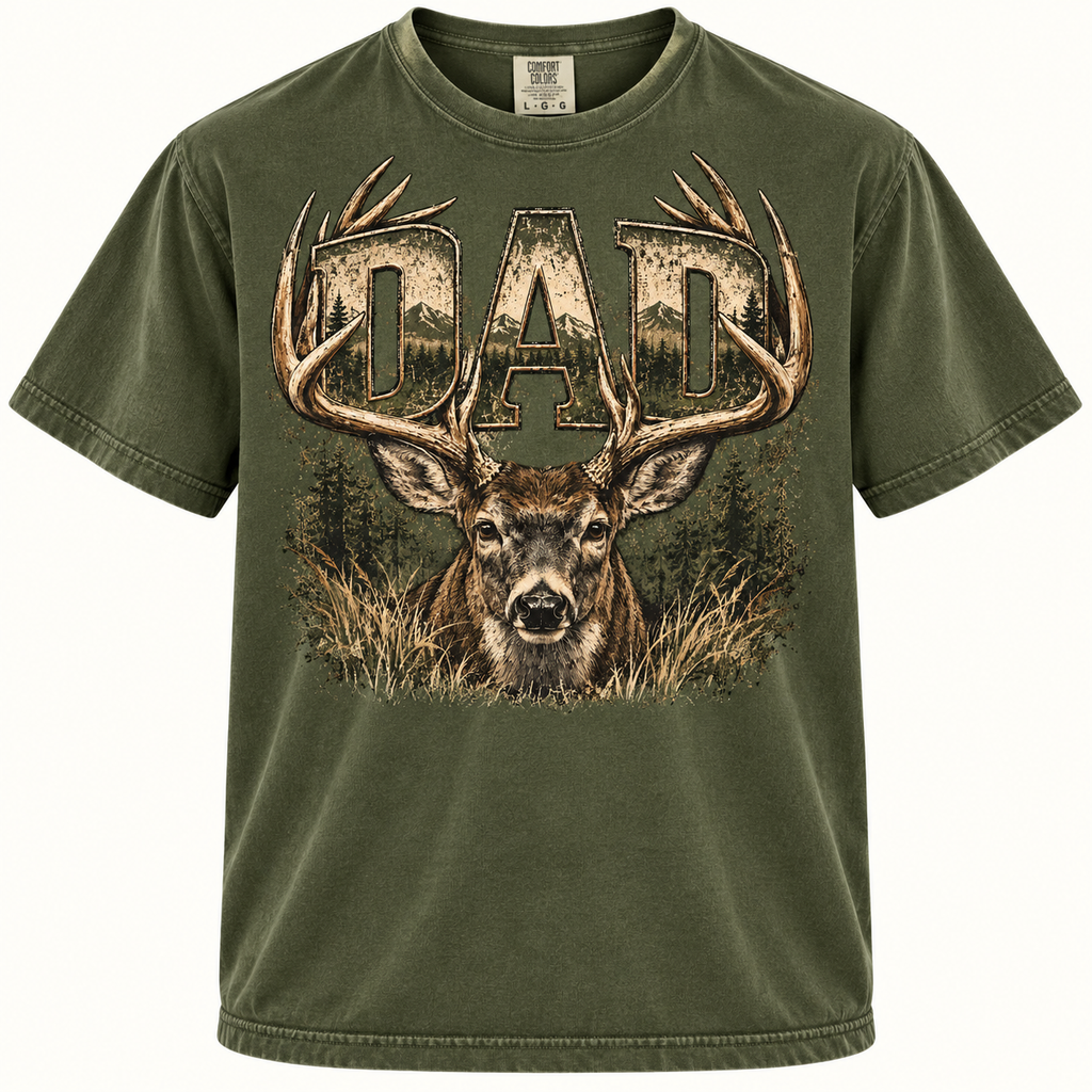 Whitetail Hunting Dad Graphic Tee Description: