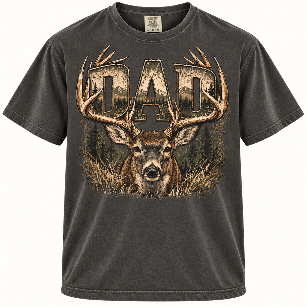 Whitetail Hunting Dad Graphic Tee Description: