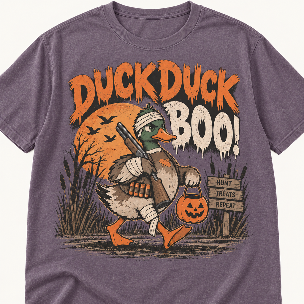 Duck Duck Boo! Funny Halloween Duck Hunting Graphic Tee