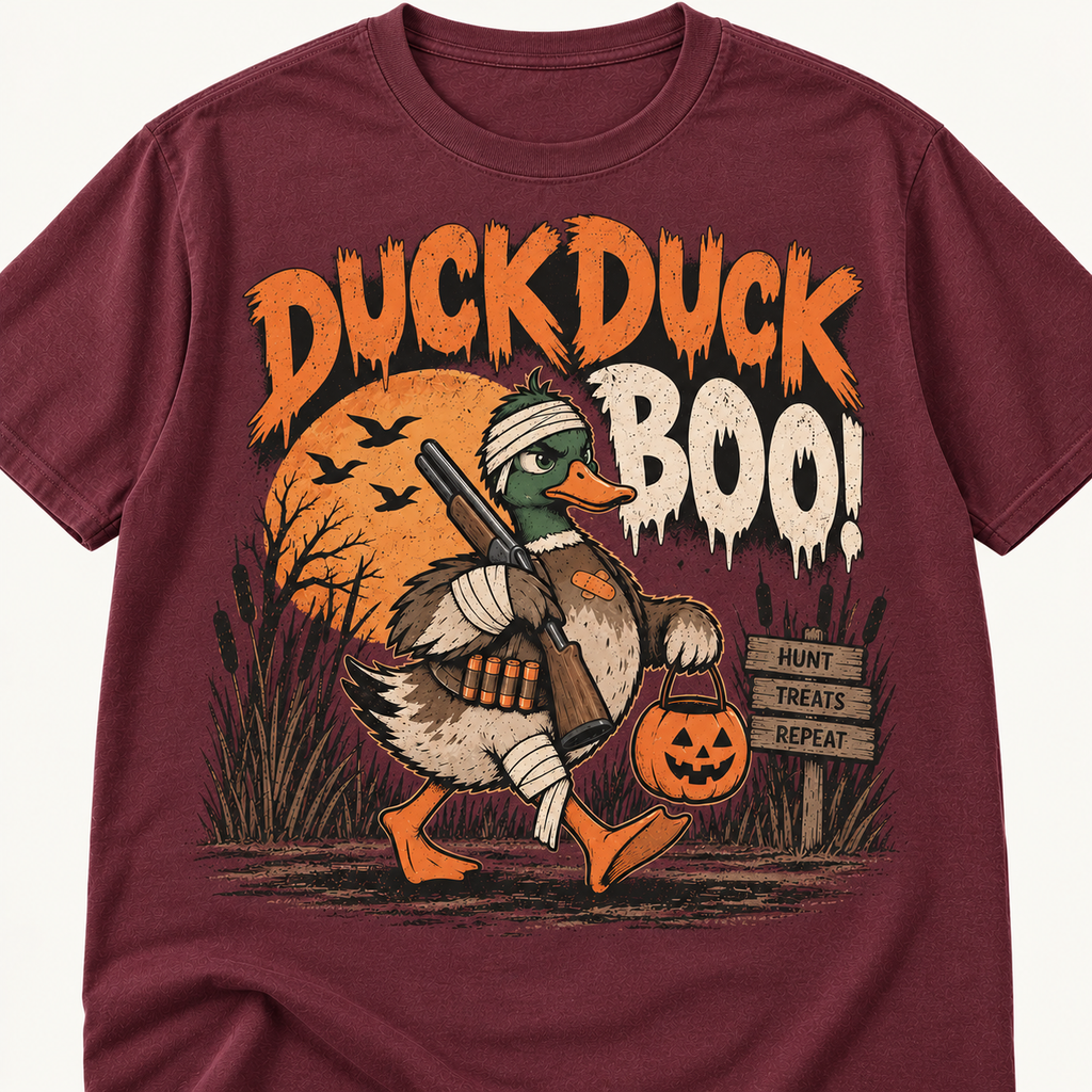 Duck Duck Boo! Funny Halloween Duck Hunting Graphic Tee