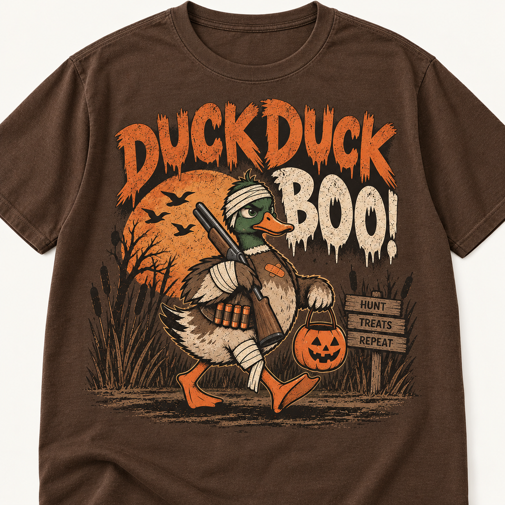 Duck Duck Boo! Funny Halloween Duck Hunting Graphic Tee