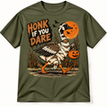 Honk If You Dare Funny Halloween Goose Hunting Graphic Tee