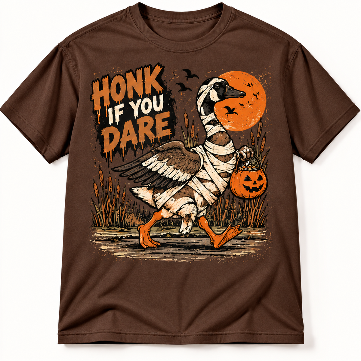 Honk If You Dare Funny Halloween Goose Hunting Graphic Tee