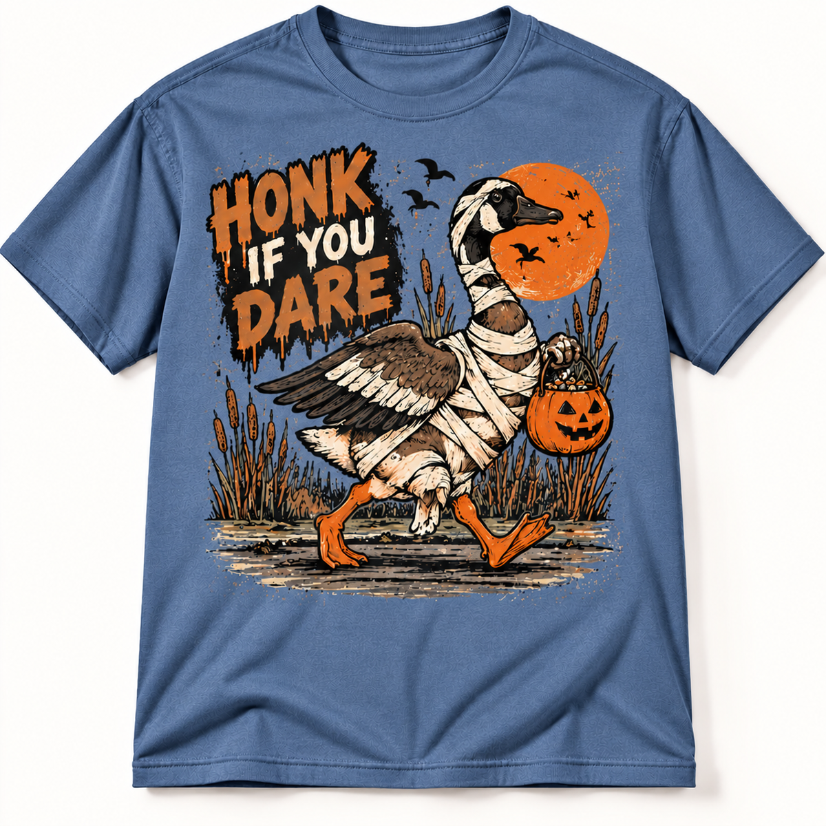 Honk If You Dare Funny Halloween Goose Hunting Graphic Tee