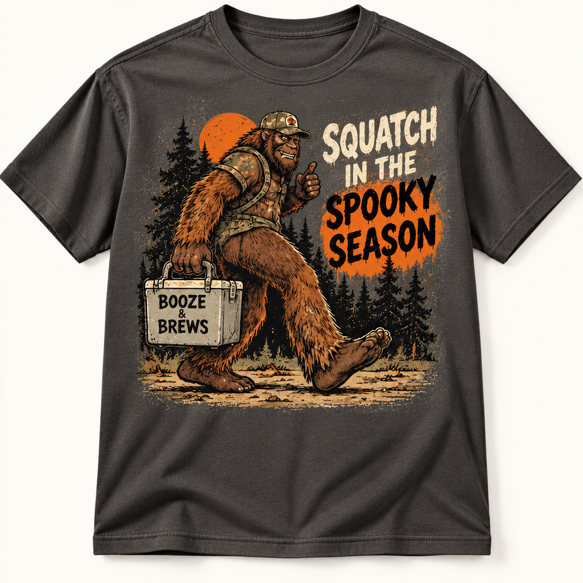 Squatch in the Spooky Season Funny Bigfoot Halloween Graphic Tee