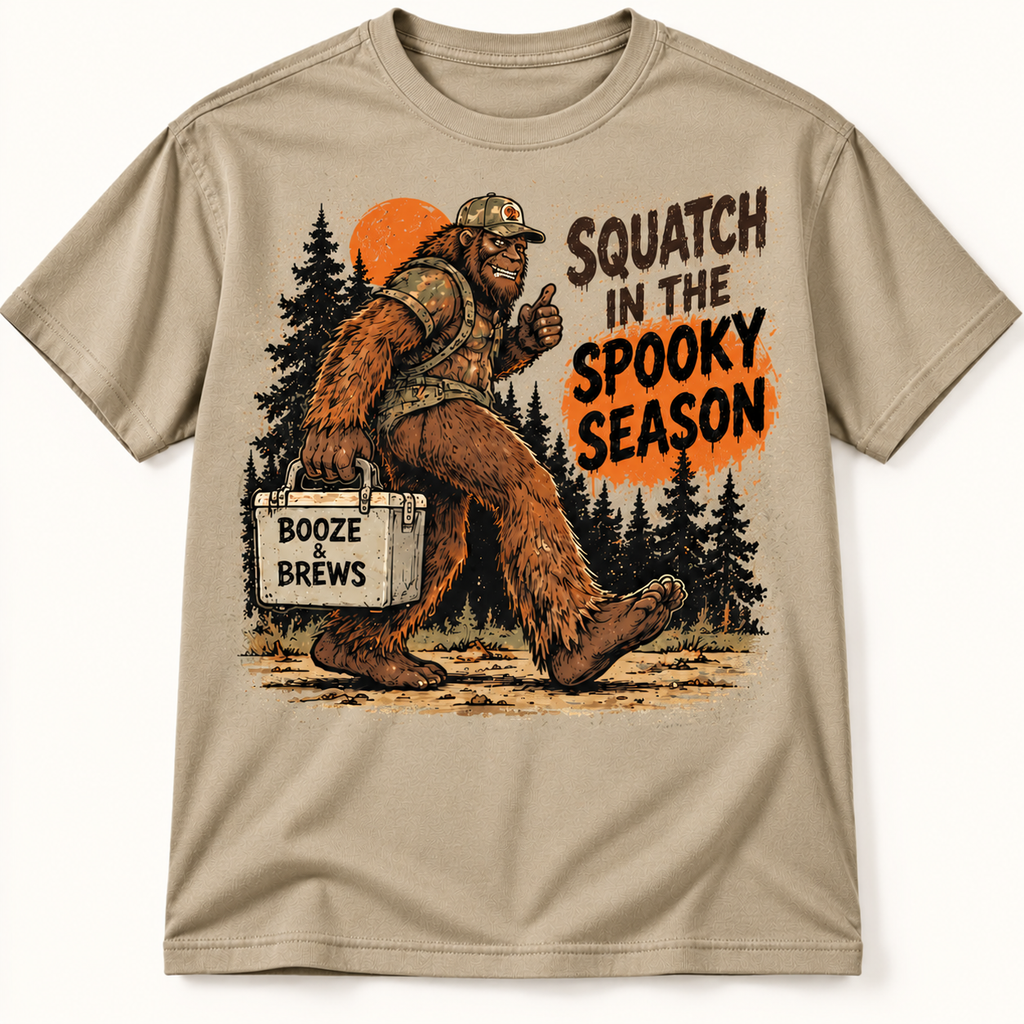 Squatch in the Spooky Season Funny Bigfoot Halloween Graphic Tee