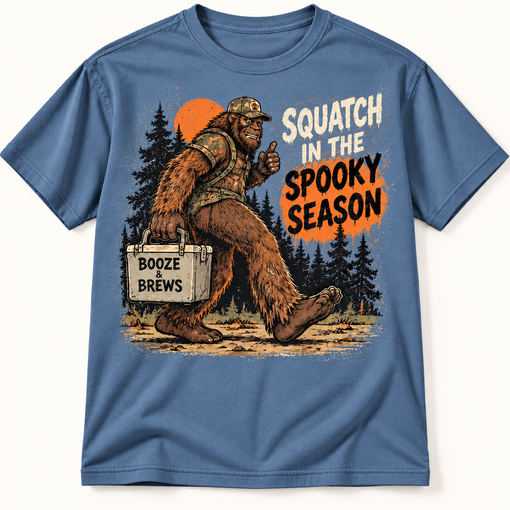 Squatch in the Spooky Season Funny Bigfoot Halloween Graphic Tee
