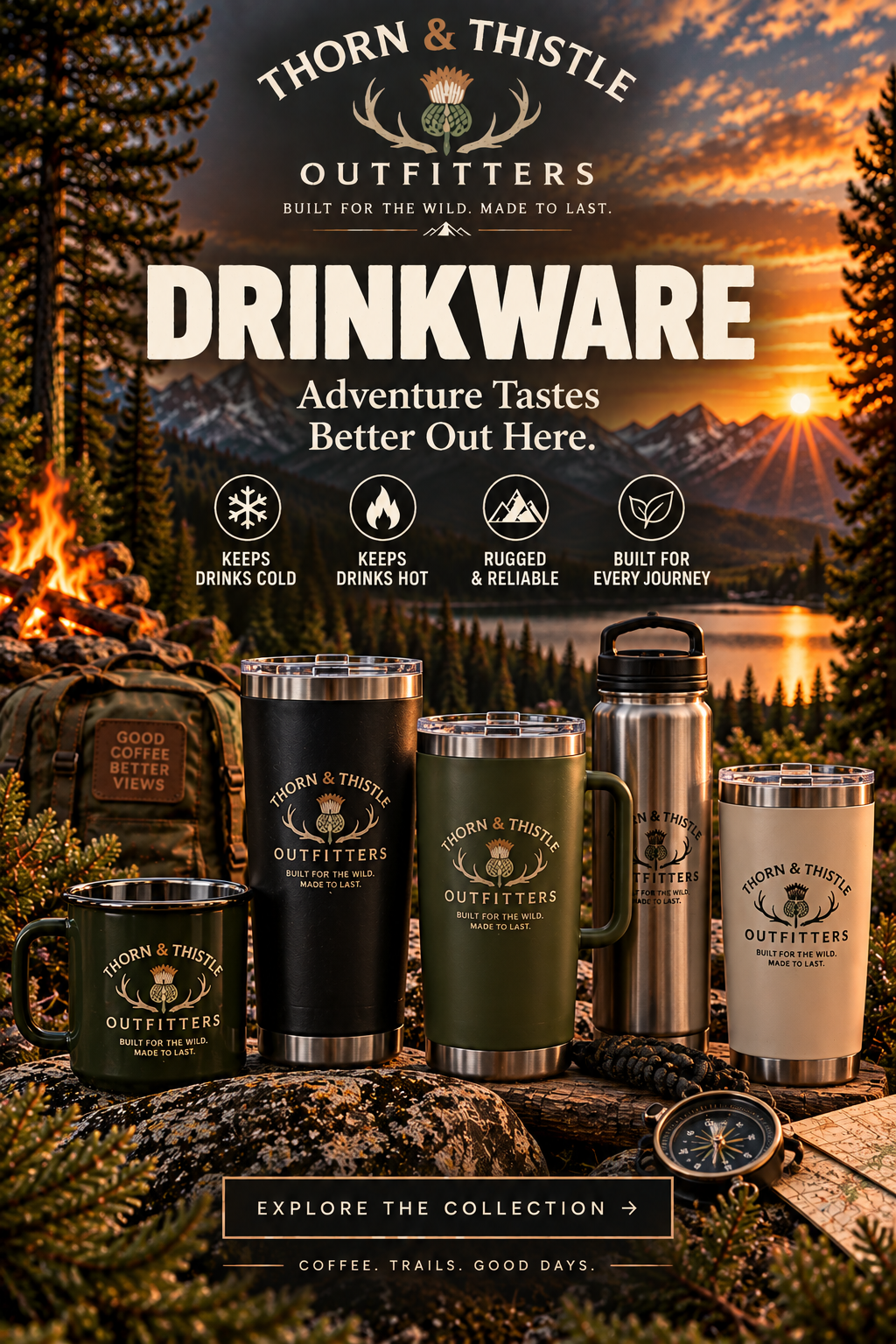Thorn & Thistle Outfitters Drinkware hero (mobile)